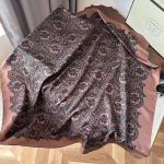 Kvaliteetsed luksuslikud siidist sallid peapael Sallid kaelasall naistele kett siidist sall naiste dekoratiivne sall 90*90cm tumepruun v&auml;rv