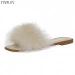 Muulad Sussid Naiste Mood Ruudukujulised varbad Karvased Lamedad Kingad Kontor Naised Slaidid Lamedad Roheline Valge Roosa Ytmtloy Zapatillas Mujer 37