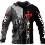 Knights Templar meeste kapuutsiga 3D-prindiga &uuml;lisuur dressipluus Moodne lahtine jakk Pullover vabaaja kapuutsiga t&auml;navar&otilde;ivaste topid L