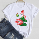 (Aasia suurus) Naised armastavad lillet&auml;htedega trendi armsad magusa tr&uuml;kiga T-s&auml;rk, r&otilde;ivad, moodne t-s&auml;rk, naiste vabaaja l&uuml;hikeste varrukatega graafiline T-s&auml;rk S