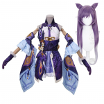 Keqing Cosplay m&auml;ng Cosplay kost&uuml;&uuml;m kleit &uuml;htne parukas &uuml;likond halloweeni peo riided naistele lastele XL-(Suit+Wig)