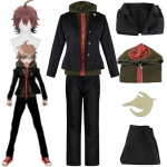 Anime Super Danganronpa Naegi Makoto Cosplay Kost&uuml;&uuml;m Parukas Top Sisemine R&otilde;ivas P&uuml;ksid M&auml;rk T&auml;ielik Komplekt Koolivorm Halloween R&otilde;ivad L-(Costume+Wig)