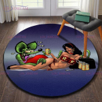 Retro Funny Rat Fink vaip &Uuml;mar vaip Elutoa sisustus Mancave vaip P&otilde;randamatid Vaibad magamistuppa Tooli matt Kingitused isale Diameter 60cm
