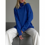 S&uuml;gistalvised naiste kampsunid, kaelusega naiste puloverid, k&uuml;ljelt poolitatud kootud džemprid J&otilde;ulukampsun, suur sviiter naistele S roheline