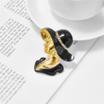 Blucome Crystal and Pearl Beauty Head Prossid Naistele Must V&auml;rv Mood T&uuml;drukute Pin Elegantsed Aksessuaarid Kvaliteetne Uus must