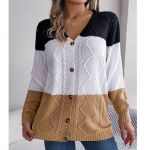 S&uuml;gis/talvine pikkade varrukatega triibuline kampsun jakk vabaaja kontrastv&auml;rvi n&ouml;&ouml;biga V-kaelusega kardigan moodne avar kampsun mantel 29382 S armee roheline v&auml;rv