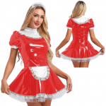 Naiste l&uuml;hikeste varrukatega neiu kleit Cosplay kost&uuml;&uuml;m Clubwear kleit maskeraadi teemapidu Halloweeni kost&uuml;&uuml;mid XL punane