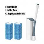 &Uuml;hekordselt kasutatava WC-harja komplekt WC-vannikomplekti pika k&auml;epidemega vannitoa tualett-puhastushari 8/16/24/32 tk asenduspeadega Toilet Brush&16PCS Heads