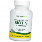 Biotiin juustele, nahale ja k&uuml;&uuml;ntele, Biotin 10000, Nature's Plus 90 tabletti (36375168) 90tab