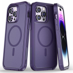 Luksuslik Armor Box Case iPhone 15 14 13 12 Pro Max Plus TPU silikoonkaanega h&uuml;briidne raske magnetiline MagSafe p&otilde;rutuskindel &uuml;mbris for iphone 12Pro Max lilla