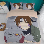 Multifilm Naruto Sasuke Kakashi anime &uuml;li&otilde;pilaste &uuml;hiselamu &uuml;he voodilina tekikate kolmeosaline komplekt kaheinimese voodipesu neljaosaline komplekt AU Single(140x210cm)
