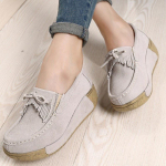 Naiste platvormkingad vabaaja nahast seemisnahast kiilud, lamedad kummisaapad naistele, n&ouml;&ouml;riga pudinad 35 beež