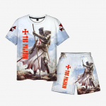 Mood kiiresti kuivav 3D-printimine Meeste l&uuml;hikeste varrukatega komplekt tr&uuml;kitud lahtiste l&uuml;hikeste varrukatega topp Mugav mitmek&uuml;lgne T-s&auml;rk Asian size XL