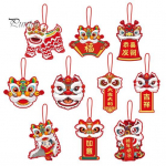 10 tk Lion Dance rippuv kaunistus kaelapaelaga 2024. aasta draakoni Hiina kevadfestivali potitaime rippuv kaunistus uusaasta ripats 10Pcs