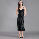 Ice Silk Sukarbid Pidžaamad Naiste Suvekleit &Ouml;&ouml;r&otilde;ivad Varrukateta V-kaelusega S&uuml;gis Korea klassikaline Elegant Chic Trend M must