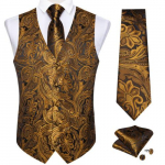 Klassikaline vestilips Paisley siidist kootud retro vest kikilips Hanky ​​mansetin&ouml;&ouml;pide komplekt S