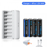 8 pesaga LED USB/C-t&uuml;&uuml;pi h&uuml;briidaku laadija + 1,2 V AA/AAA NiMH laetav aku, laadija ja aku kombineeritud komplekt 1+4AAA