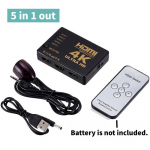 4K HDMI-l&uuml;liti 5-&uuml;hes v&auml;ljund HDMI-&uuml;hilduv jaotusl&uuml;liti adapter HD-MI valija videoboksi adapter IR-kaugjuhtimispuldiga PC HDTV DVD PS4 jaoks