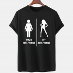 Your Girlfriend vs My Girlfriend Unisex huumoris&auml;rk Naljakas graafiline T-s&auml;rk Gooti hiphopi top meeste Harajuku Ulzzang T-s&auml;rk Unisex L