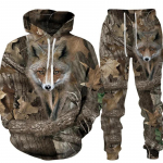 Vabaaja kamuflaaž jahiloom metssiga 3D kapuutsiga &uuml;likond Mood s&uuml;gisene meeste spordidress, vaba taskuga pullover meeste &uuml;likond S
