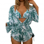 3 tk/komplekt Populaarne bikiinide kehakomplekt, v&ouml;&ouml;koht, liibuv riietumispadjakesed, kolmeosalised naiste shirring Bodysuit Cover Up bikiinikomplektid rannariided L