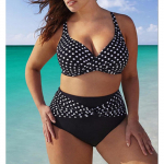 Suured bikiinid Vintage t&auml;pitr&uuml;kiga naiste polka ujumistrikoo komplekt k&otilde;rge v&ouml;&ouml;kohaga ujumisriided Maillot De Bain Femme M must