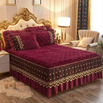 Luksuslik talvine kiire, soe sametvoodi seelik &uuml;lipehme paks flanellist tepitud voodikate libisemisvastane voodikate, ei kuulu komplekti 1pc 160x200x45cm veinipunane v&auml;rv