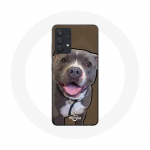 Coque pour Samsung Galaxy A13 4G / A13 4G Lite Chien Pitbull Blanc gris