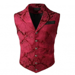 Meeste vest Ametlik &auml;ristiil Retro &otilde;huke liibuv &uuml;hev&auml;rviline Alla keeratav krae &Uuml;herealine varrukateta n&ouml;&ouml;bid Pehme pulmapeo peigmehe vest 3XL punane