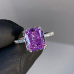 BELLA BOX Raydean Flash V&otilde;rreldav j&auml;&auml;lilla liitiumtsirkoonist avatud s&otilde;rmus Naiste printsessi ruudu moes&otilde;rmuste peoaksessuaarid Adjustable Opening lilla