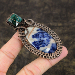 Sodalite Gemstone Handmade Copper Wire Wrap Gift Jewelry Pendant 3.27 v9y47