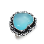 Natural Aqua Chalcedony Gemstone Handmade 925 Sterling Silver Ring Size 8 q0h52