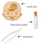 Baby fetal hair and teeth storage box, wooden, children's teeth souvenir, children's baby teeth and fetal hair collection box 12.3 * 12.5 * 3