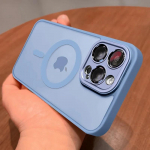 Magnetic Luxury Matte pooll&auml;bipaistev armor p&otilde;rutuskindel &uuml;mbris iPhone 16 15 14 13 12 11 Pro Max Plus jaoks Magsafe'i juhtmevaba laadimiskatte jaoks iPhone 12 Pro sinine