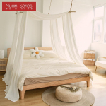 1 tk valge elegantne voodikardin pehme lihtne ja stiilne voodi &otilde;huke s&auml;&auml;sevastane magamistoa voodipesu jaoks Nuan seeria W132cm x L350cm valge