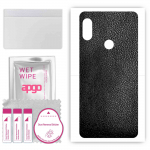 apgo Protective Skin Sticker for the back compatible with Xiaomi Redmi Note 5 Pro, Wrap Film, Foil, Vinyl - Pattern Black Leather
