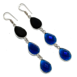 Natural London Blue Topaz Handmade 925 Sterling Silver Gift Earring 3.15 l5s31