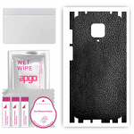apgo Protective Skin Sticker for the back+sides compatible with Xiaomi Redmi Note 9 Pro, Full Wrap Film, Foil, Vinyl - Pattern Black Leather