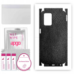 apgo Protective Skin Sticker for the back+sides compatible with Realme 8s 5G, Full Wrap Film, Foil, Vinyl - Pattern Black Leather