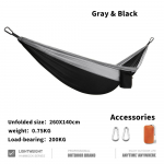 260 x 140 cm langevarjuga v&otilde;rkkiik 1 inimesele kaasaskantav armee elluj&auml;&auml;mise 70D nailonist v&otilde;rkkiik reisimiseks telkimine matkamine seiklus rannapuhkus 260*140cm oranž/hall v&auml;rv