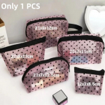 Uus v&otilde;rgust s&uuml;damemustriga meigikott Mini kosmeetikakotike l&auml;bipaistev tualett-tarvete komplektid Kaasaskantavad reisihuulepulga hoiukotid 12x3x8.5cm-1pc