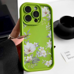 Flowers Print telefoni&uuml;mbris iPhone'ile 16 15 Pro Max 14 Plus 13 Pro 12 11 P&otilde;rutuskindel objektiivi kaitse pehme kate iPhone 15 must