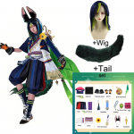 Sumeru Tighnari Cosplay kost&uuml;&uuml;m Genshin Impact Tighnari parukas Mantel Saba K&otilde;rvad T&auml;ielik komplekt Halloweeni peo uhked riided m