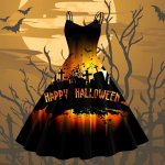 Naiste mood Halloweeni tr&uuml;kitud seksikas olkaimeta gooti kokteilikleit punki, vintage kleit. XL must
