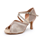 Naiste Tango Salsa Peotantsu sandaalid 7 cm Rhinestone Ladina tantsujalatsid Tossud Naiste sisetreeningud Pulmakingad 39 brown