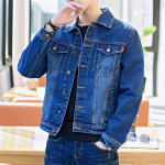 Meeste &otilde;huke l&uuml;hike teksajakk Hip Hop Streetweri l&otilde;hki rebitud teksajakid revkrae &Uuml;herealised kauboimantlid 2XL denim sinine v&auml;rv