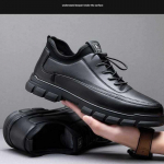 Meeste nahast kingad, vabaajajalatsid, meeste hingavad ja kerged, Briti stiilis nahast meeste kingad 44 must