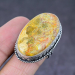 Fossil Coral Gemstone Handmade 925 Sterling Silver Jewelry Ring Size 7.5 y5j98