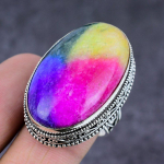 Rainbow Solar Quartz Gemstone Handmade 925 Sterling Silver Gift Ring Size 6 b6o70