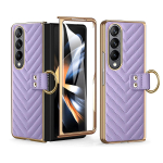Elegantne kattega nahast r&otilde;ngashoidik Samsung Galaxy Z Fold 6 5 4 3 jaoks, magnetiline &uuml;mbris karastatud kilega, kokkupandav p&otilde;rutuskindel kate For Galaxy Z Fold 3 sinine